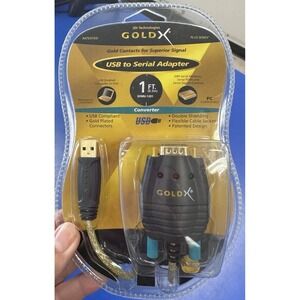 GoldX USB-A to Serial Port Based‎ Peripherals 1 Ft Gold Adaptor NIB Sealed